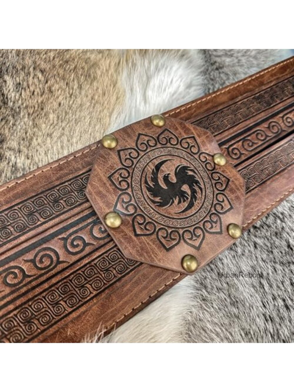 Viking Wide Belt Faux Leather Adjustable Medieval Knight LARP Costume Belt - Picture 3 of 6